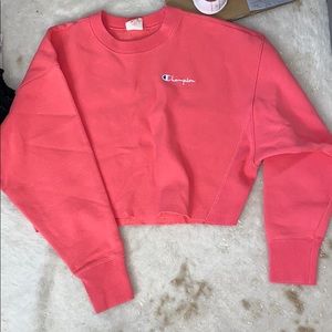 Pink Cropped Champion Sweatshirt